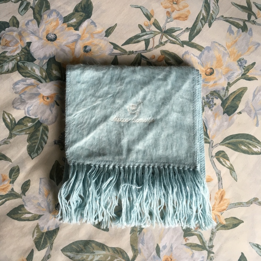 Light Blue Fuzzy Genuine Alpaca Fleece Scarf